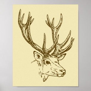 Deer Head Illustration Graphic Poster
