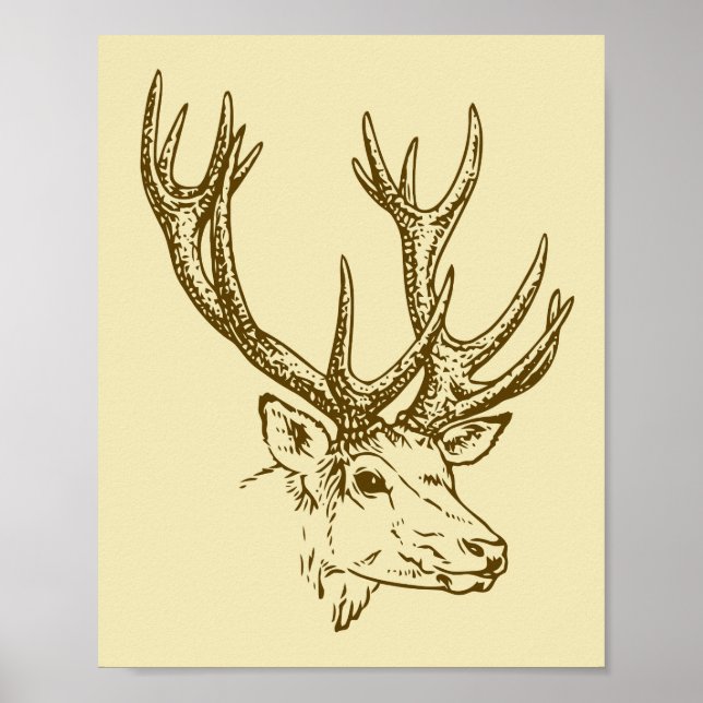 Deer Head Illustration Graphic Poster (Front)