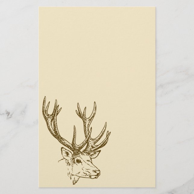 Deer Head Illustration Graphic Stationery (Front)