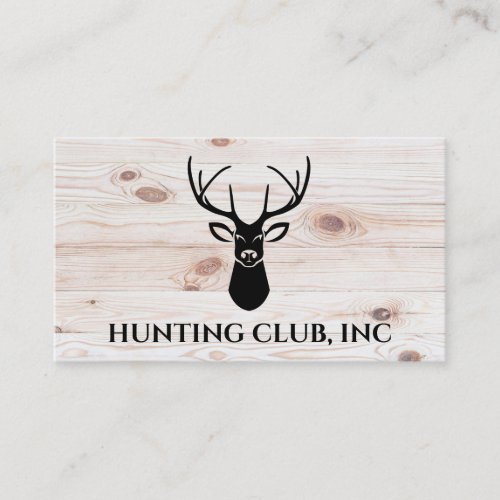 Deer Head Logo  Wood Board Background Business Card