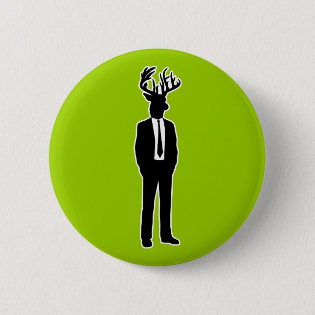 Deer Head Man in a Suit and Tie Button (Front)