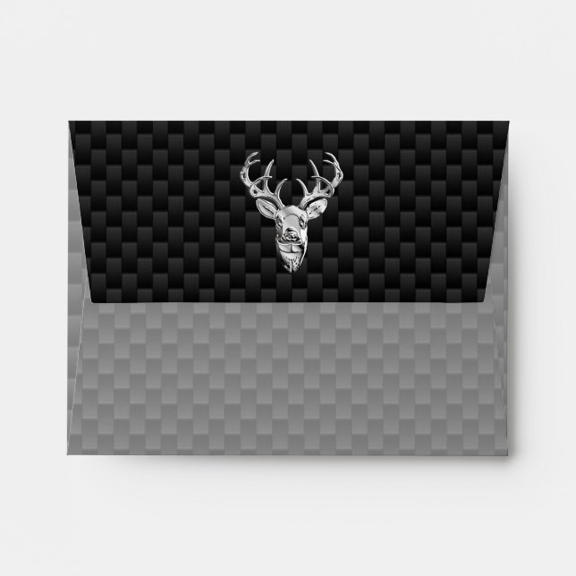Deer Head on Carbon Fiber Style Print Envelope (Back (Top Flap))