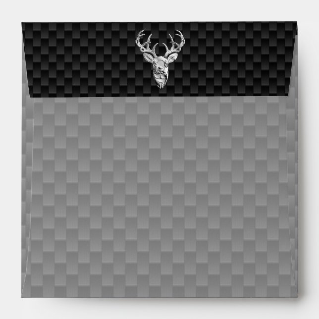 Deer Head on Carbon Fiber Style Print Envelope (Back (Top Flap))