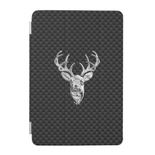Deer Head on Carbon Fiber Style Print iPad Mini Cover