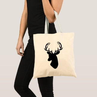 Deer Head Silhouette In Black Tote Bag