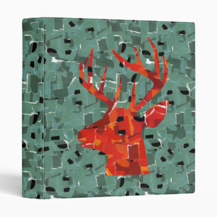 Deer head silhouette mosaic 3 ring binder