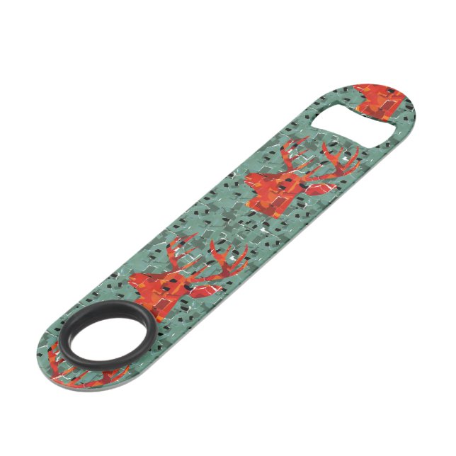 Deer head silhouette mosaic bar key (Front Angled)