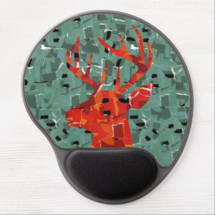 Deer head silhouette mosaic gel mouse pad