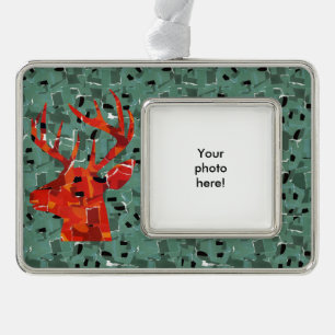 Deer head silhouette mosaic ornament
