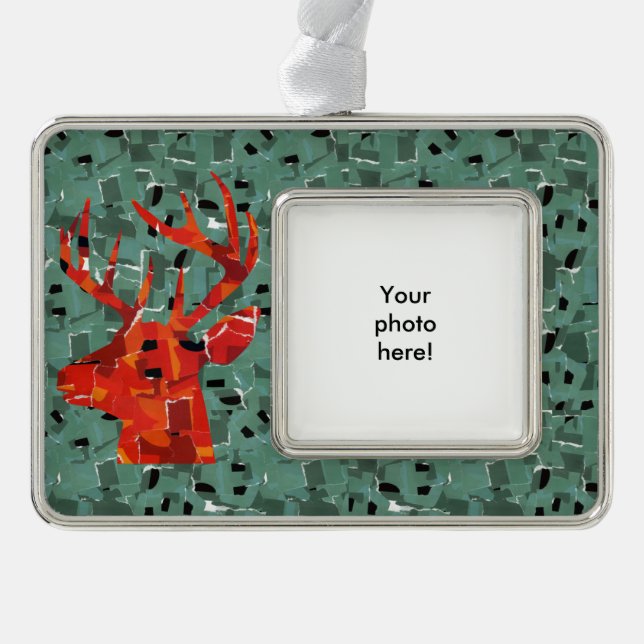 Deer head silhouette mosaic ornament (Front)