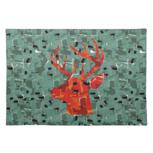 Deer head silhouette mosaic placemat