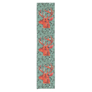 Deer head silhouette mosaic short table runner