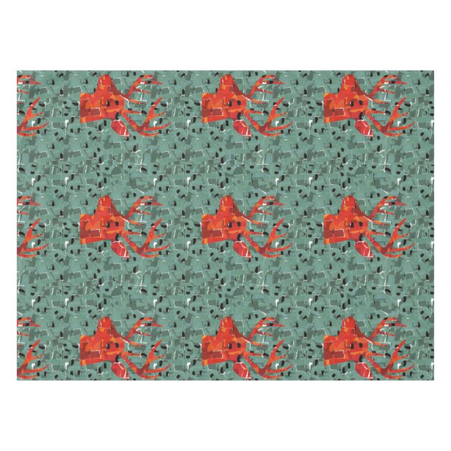 Deer head silhouette mosaic tablecloth (Front (Horizontal))