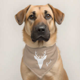 Deer Head Silhouette Pet Name Your Custom Colors Pet Bandana Collar