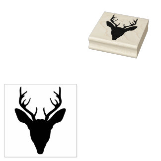 Deer Head Silhouette With Antlers Rubber Stamp