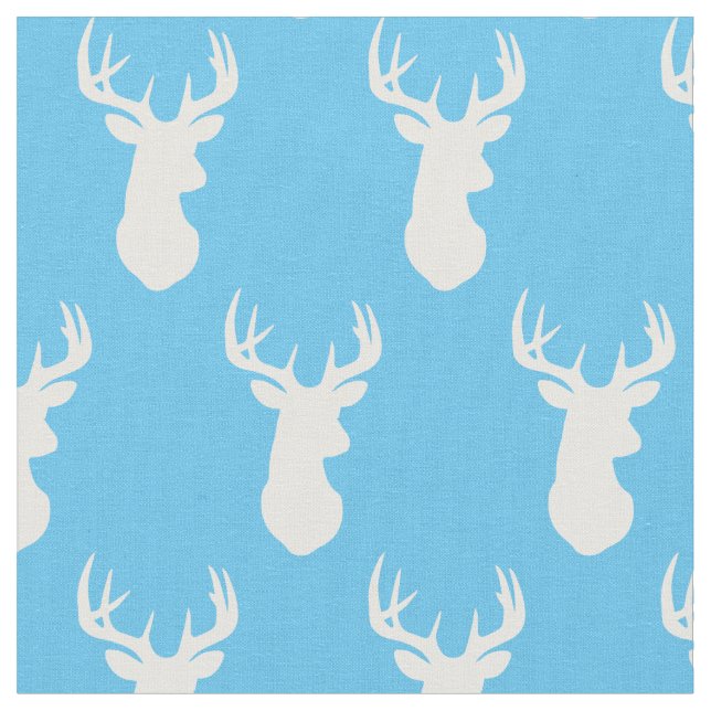 Deer Head Silhouettes Baby Boy Nursery Fabric (Close Up)