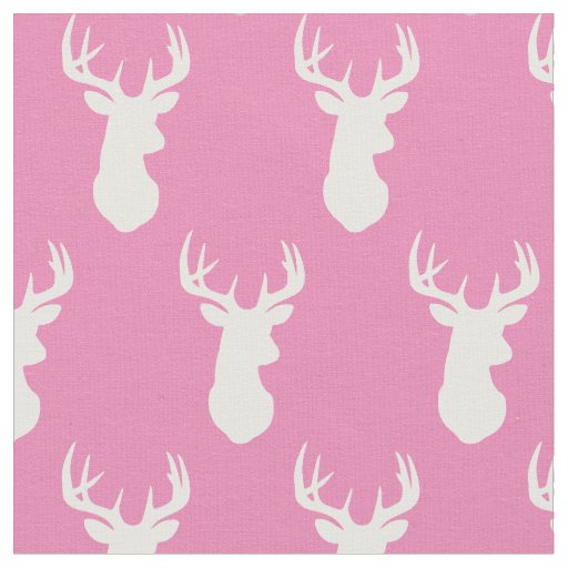Deer Head Silhouettes Country Baby Girl Fabric