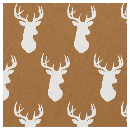 Deer Head Silhouettes Country Cabin Fabric