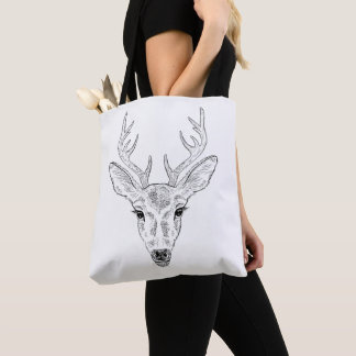Deer Head - Simple Line Art Sketch Illustration Tote Bag