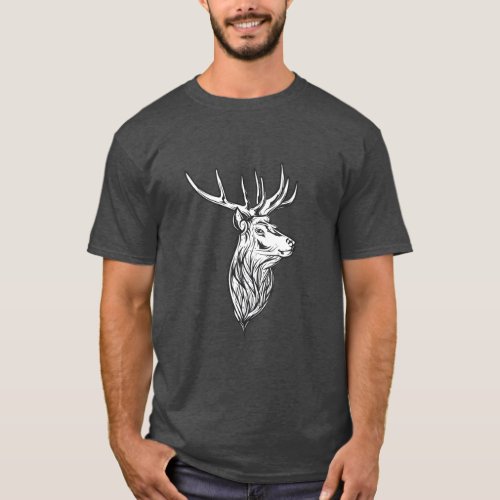Deer Head Vintage Style Hunt Theme T_Shirt