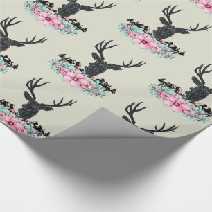 Deer Head w/ Flowers & Mountains Wrapping Paper