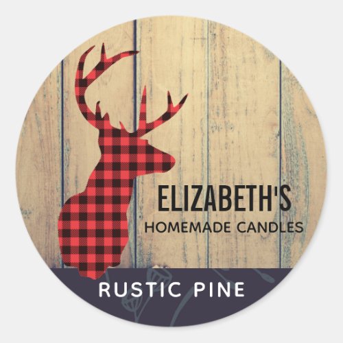 Deer Head with Antlers  Candle  Soap Classic Round Sticker