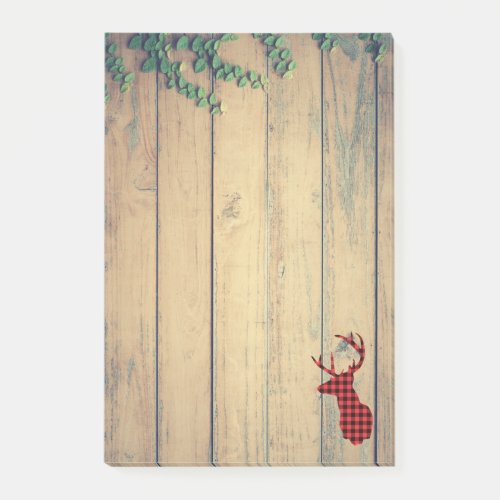 Deer Head with Antlers on Faux Wood Post_it Notes