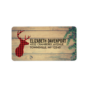 Deer Head with Antlers on Faux Wood - Rustic Label