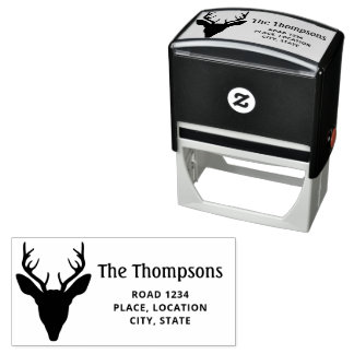 Deer Head With Custom Name And Address Self-inking Stamp