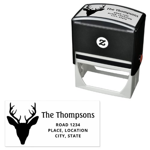 Deer Head With Custom Name And Address Self_inking Stamp