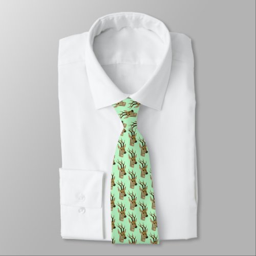 Deer Head with Small Antlers 1 Mint Neck Tie