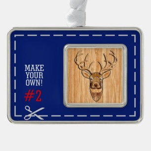 Deer Head Wood Grain Style Ornament
