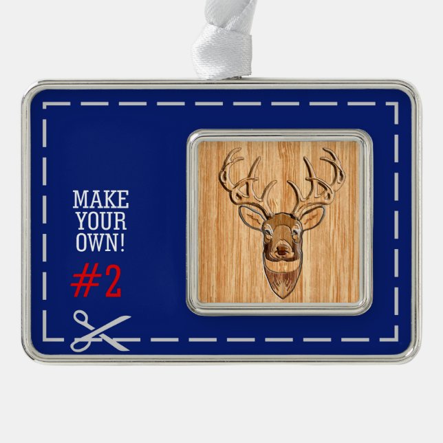 Deer Head Wood Grain Style Ornament (Front)
