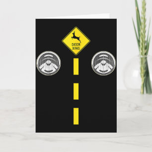 Deer Headlights With Road Markings Couples Costume Card