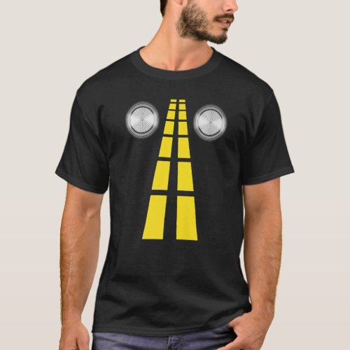 Deer Headlights With Road Markings Couples Costume T_Shirt