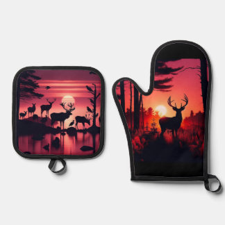 Deer Heaven Oven Mitt & Pot Holder Set