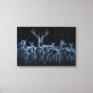 Deer Herd Night X-Ray Canvas Print