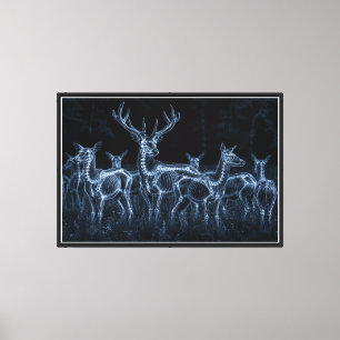 Deer Herd Night X-Ray Canvas Print