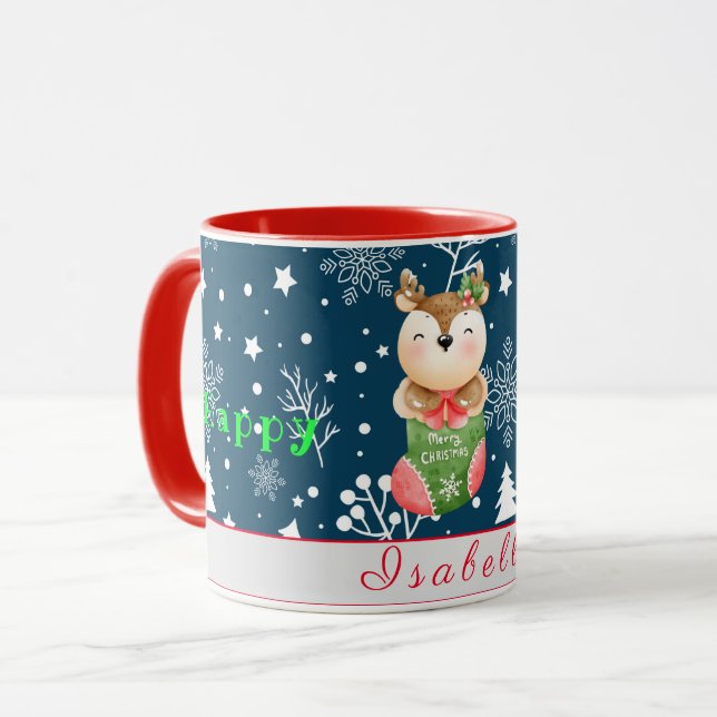 Deer Holidays Customize Text and Name Mug (Front Left)