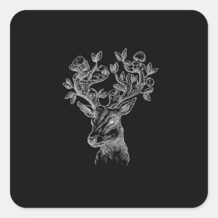 Deer Horn Mushroom Cottage Goblincore Vintage Aes Square Sticker