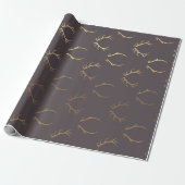 Deer Horns Brown Gold Chocolate Luxury VIP Wrapping Paper (Unrolled)