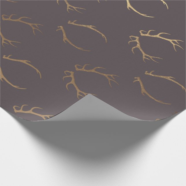 Deer Horns Brown Gold Chocolate Luxury VIP Wrapping Paper (Corner)