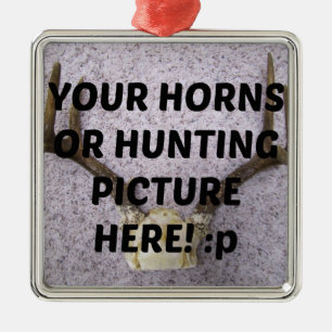 Deer Horns Hunting Custom Christmas Template Metal Ornament