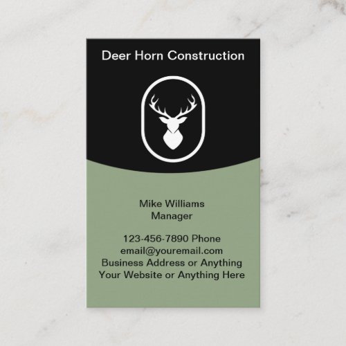 Deer Horns Theme Construction Business Cards