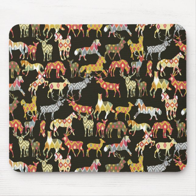 deer horse ikat party mouse pad (Front)