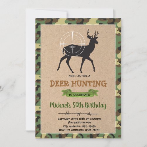 Deer hunt birthday invitation