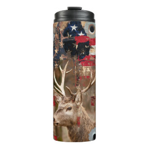 Deer Hunter American Flag Thermal Tumbler