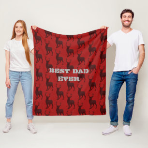 Deer Hunter Best Dad Red Fleece Blanket