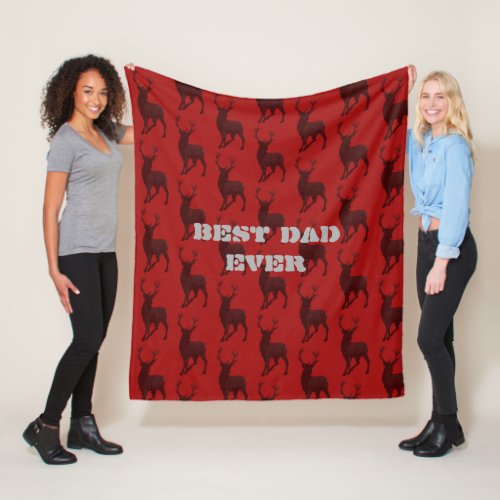 Deer Hunter Best Dad Red Fleece Blanket