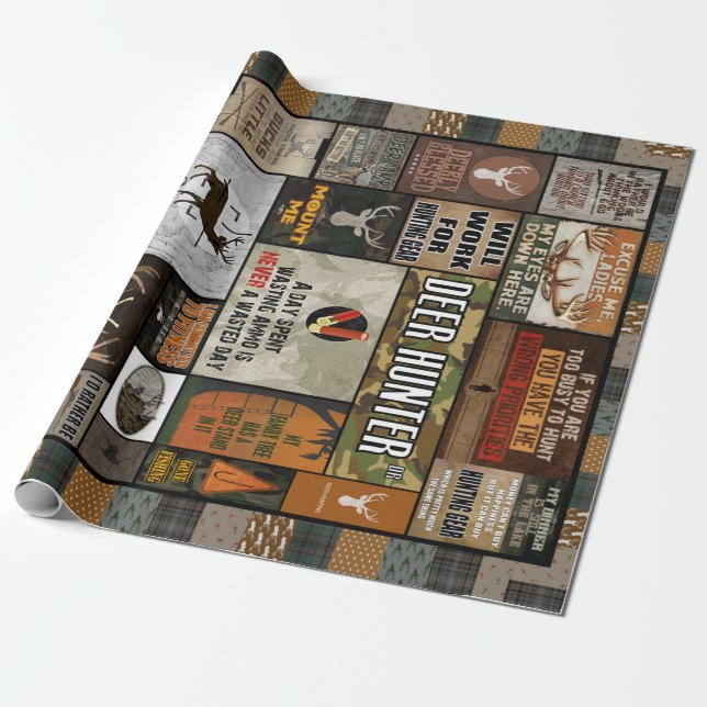 Deer Hunter Blanket Christmas Gift For Hunter Wrapping Paper (Unrolled)